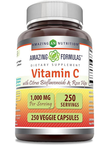 Amazing Formulas, Vitamin C with Citrus Bioflavonoids & Rose Hips, 1000 mg, 250 Veggie Capsules