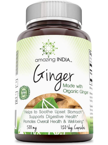 Amazing India, Ginger, 500 mg, 120 Veggie Capsules