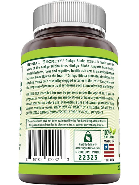 Herbal Secrets, Ginkgo Biloba, 60 mg, 120 Veggie Capsules
