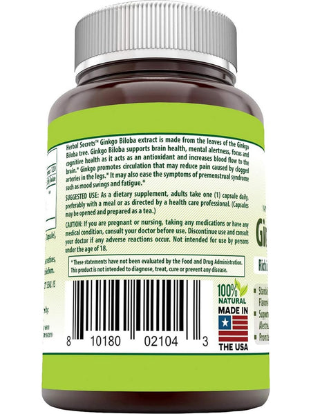 Herbal Secrets, Ginkgo Biloba, 120 mg, 120 Veggie Capsules