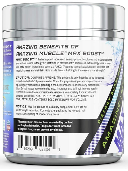 Amazing Muscle, Max Boost Ultimate Pre-Workout Formula, Blue Raspberry, 15.23 oz