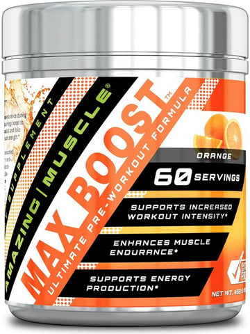 Amazing Muscle, Max Boost Ultimate Pre-Workout Formula, Orange, 15.23 oz