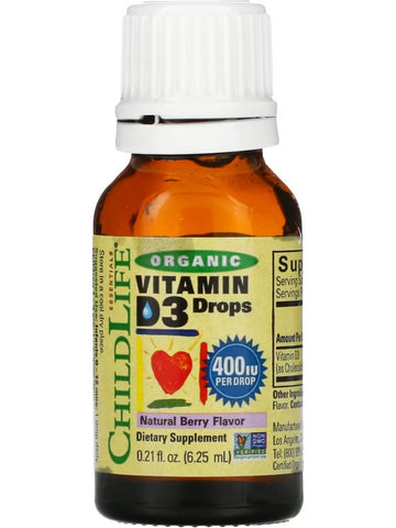 ChildLife Essentials, Organic Vitamin D3 Drops 400 IU, Natural Berry, 0.21 fl oz