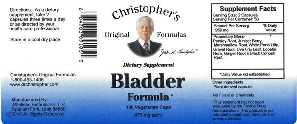 Christopher's Original Formulas, Bladder Formula, 100 Vegetarian Caps