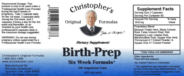 Christopher's Original Formulas, Birth-Prep, 100 Vegetarian Caps