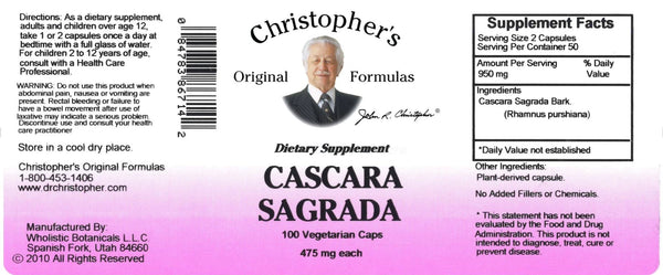 Christopher's Original Formulas, Cascara Sagrada, 100 Vegetarian Caps