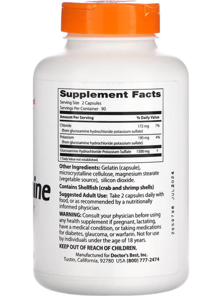 Doctor's Best, Glucosamine Sulfate, 750 mg, 180 ct