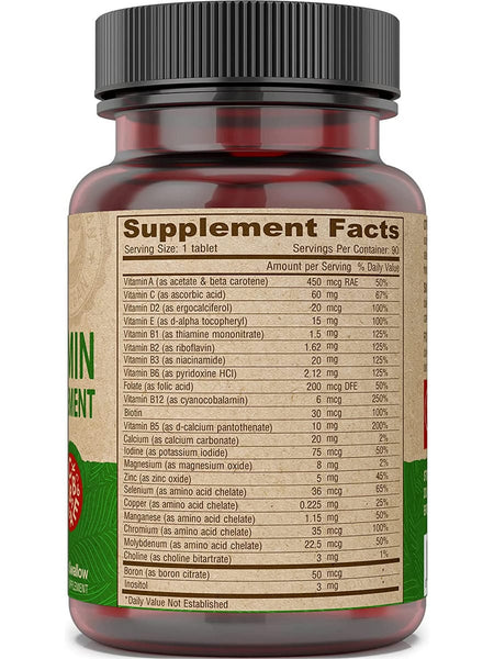 DEVA Nutrition, Vegan Multivitamin & Mineral Supplement, Iron-Free, 90 Tablets