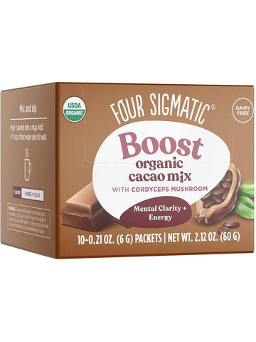 Four Sigmatic, Boost Organic Cacao Mix with Cordyceps Mushroom, 10 Packets