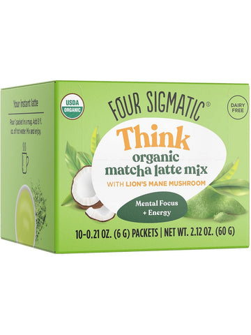 Four Sigmatic, Think Organic Matcha Latte Mix with Lion's Mane Mushroom, 10 Packets