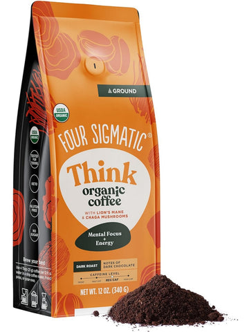 Four Sigmatic, Think Organic Coffee with Lion's Mane and Chaga Mushrooms, 12 oz