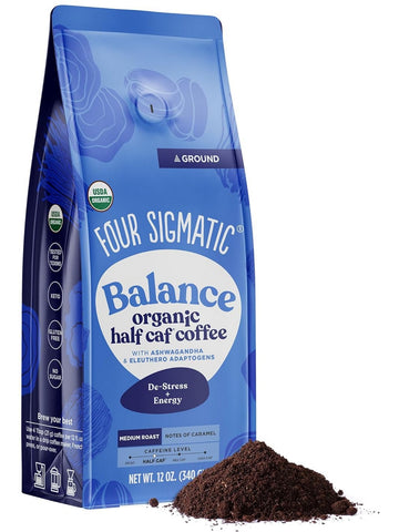 Four Sigmatic, Balance Organic Half Caf Coffee with Ashwagandha and Eleuthero Adaptogens, 12 oz