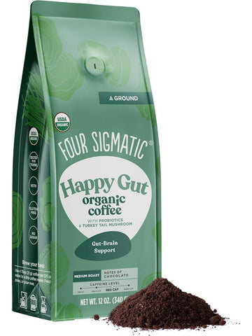 Four Sigmatic, Happy Gut Organic Coffee with Probiotics and Turkey Tail Mushroom, 12 oz