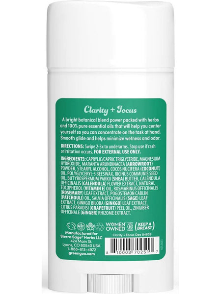 Green Goo, Plants For Your Pits Clarity + Focus Natural Deodorant, 2.25 oz