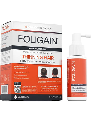 FOLIGAIN, Men's Triple Action Complete Formula for Thinning Hair with 10% Trioxidil, 2 fl oz