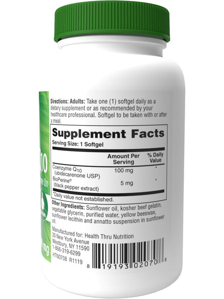 Health Thru Nutrition, CoQ-10 100 mg with BioPerine, 60 Softgels