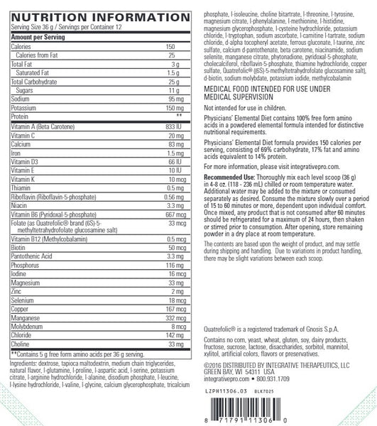 Integrative Therapeutics, Physicians' Elemental Diet™, 432 grams