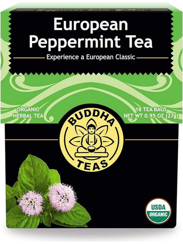 ** 12 PACK ** Buddha Teas, European Peppermint Tea, 18 Tea Bags