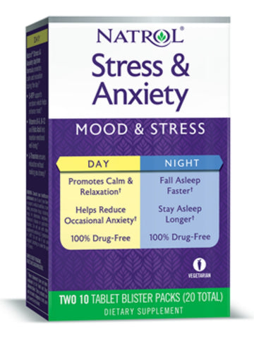 Natrol, Stress & Anxiety Day & Nite Formulas, 10 PKT