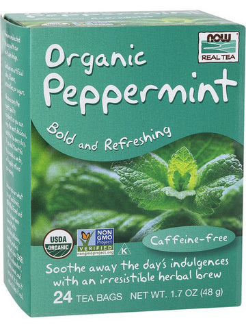 NOW Foods, Organic Peppermint Tea, Bold and Refreshing, 24 tea bags