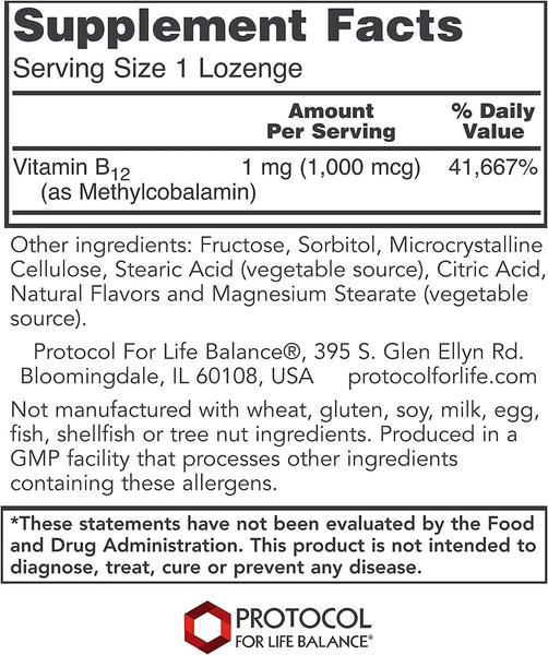 Protocol For Life Balance, Methyl B12, 1,000 mcg, 100 Lozenges