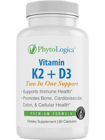 PhytoLogica, Vitamin K2 + D3, Two-in-One Support, 60 Capsules