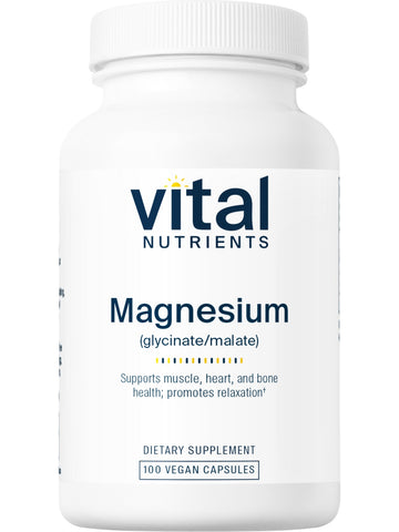 Vital Nutrients, Magnesium (glycinate/malate) 120mg, 100 vegetarian capsules