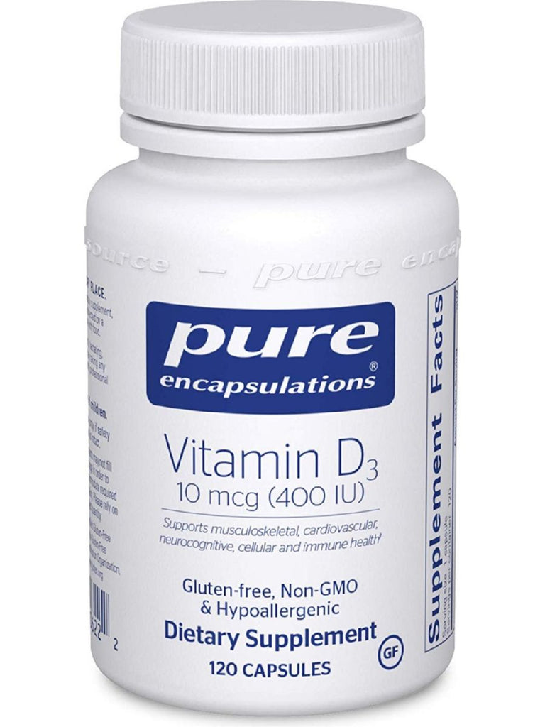 Pure Encapsulations, Vitamin D3 400 IU, 120 vcaps