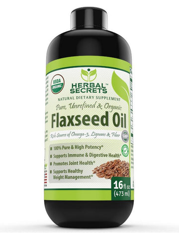 Herbal Secrets, Organic Flaxseed Oil, 16 fl oz