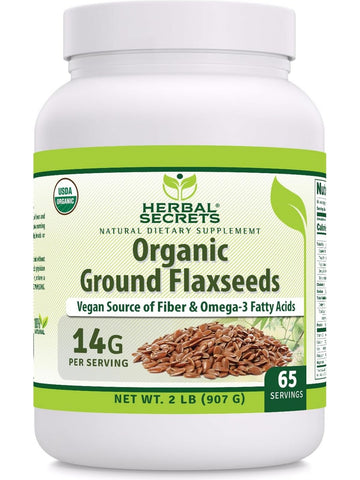 Herbal Secrets, Organic Ground Flaxseed Powder, 14 g, 2 lbs