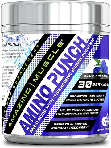 Amazing Muscle, Amino Punch, Blue Raspberry, 8.9 oz