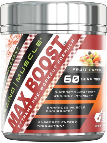 Amazing Muscle, Max Boost Extreme Pre-Workout Formula, Fruit Punch, 1.11 lb