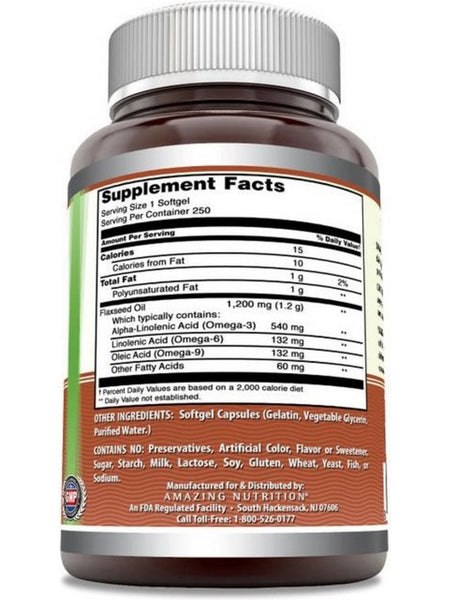 Amazing Omega, Flaxseed Oil, 1200 mg, 250 softgels