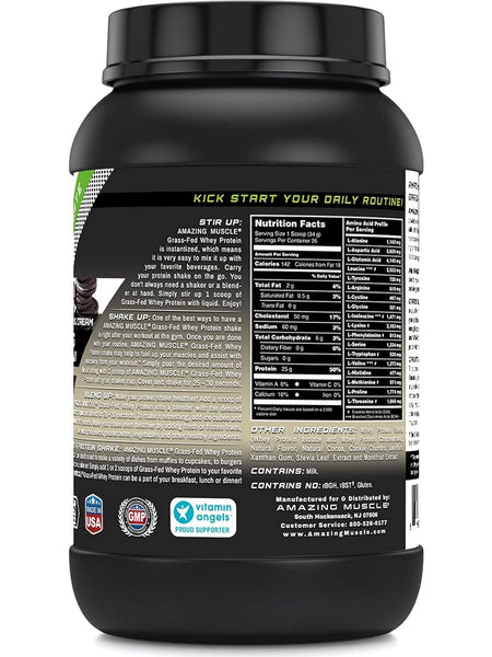 Amazing Muscle, Grass-Fed Whey Protein, Cookies & Cream, 2 lbs