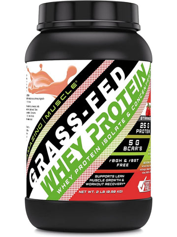 Amazing Muscle, Grass-Fed Whey Protein, Strawberry, 2 lbs