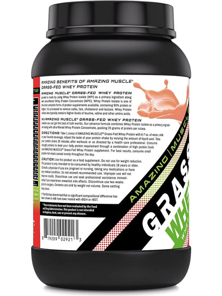 Amazing Muscle, Grass-Fed Whey Protein, Strawberry, 2 lbs
