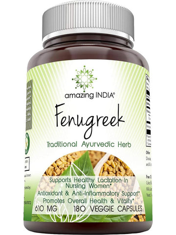 Amazing India, Fenugreek, 610 mg, 180 Veggie Capsules