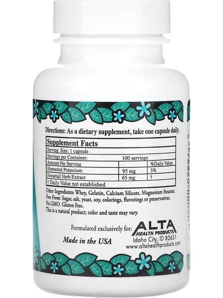 Alta Health Products, Potassium Chloride Plus Silica, 100 Capsules