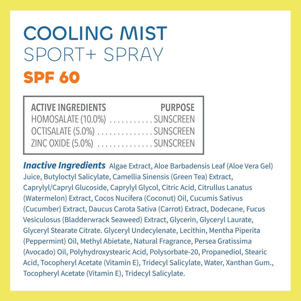Seaweed Bath Co., Aloe & Peppermint Cooling Mist Sport + Spray SPF 60 Sunscreen, 6 fl oz