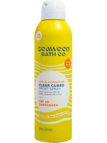 Seaweed Bath Co., Aloe & Avocado Oil Clear Guard Sport Spray SPF 40 Sunscreen, 6 fl oz