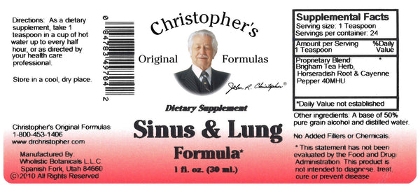 Christopher's Original Formulas, Sinus & Lung Formula, 1 fl oz