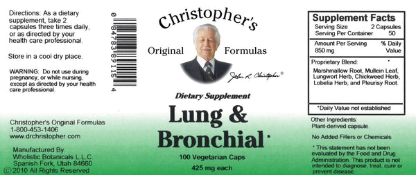 Christopher's Original Formulas, Lung & Bronchial, 100 Vegetarian Caps