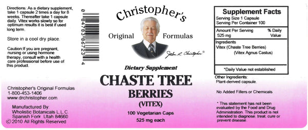 Christopher's Original Formulas, Chaste Tree Berries, 100 Vegetarian Caps