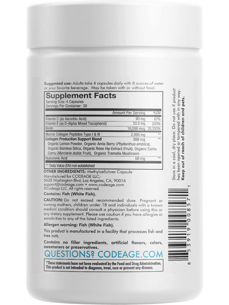 Codeage, Biotin Marine Collagen, 120 Capsules