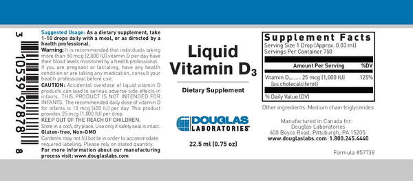 Douglas Labs, Liquid Vitamin D3, 22 ml