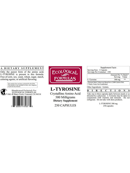 Ecological Formulas, L-Tyrosine, 500 mg, 250 Capsules