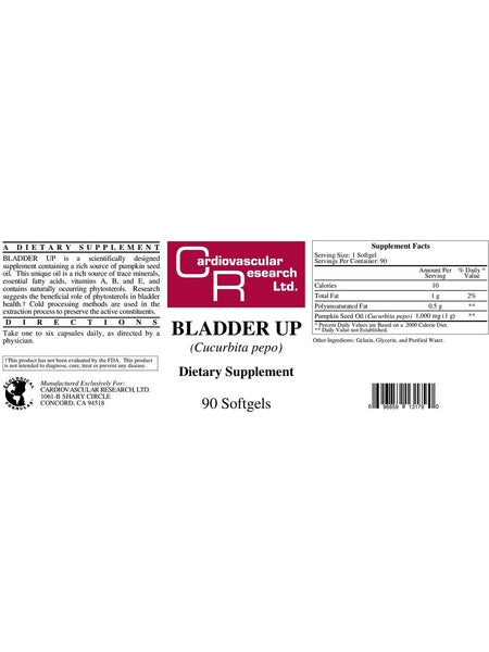 Cardiovascular Research Ltd., Bladder Up, 90 Softgels