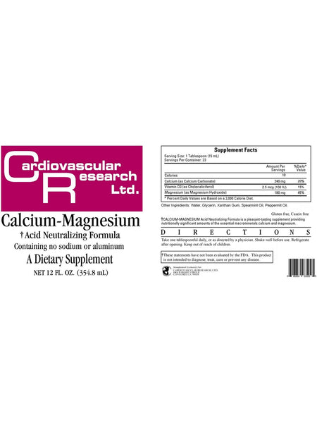 Cardiovascular Research Ltd., Calcium-Magnesium, 12 fl oz