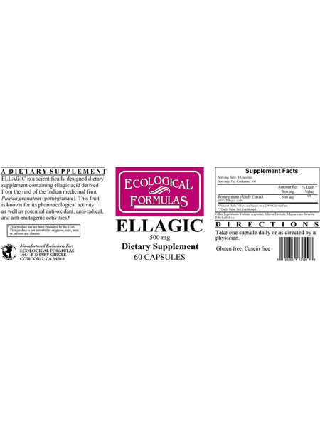 Ecological Formulas, Ellagic, 500 mg, 60 Capsules