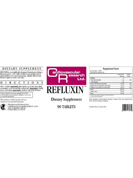 Cardiovascular Research Ltd., Refluxin, 90 Tablets